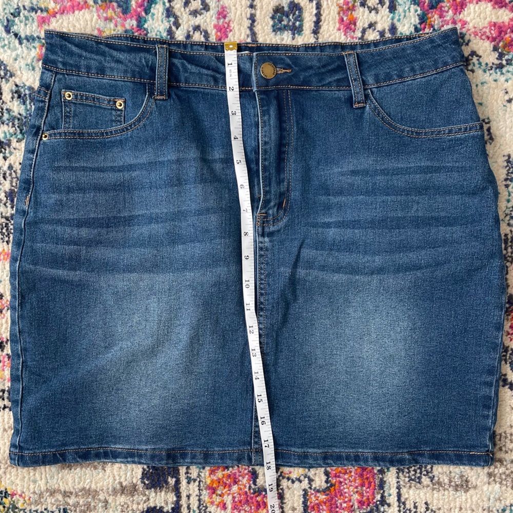 NWT Womens Size XXL Mini Denim Skirt Dark Wash Stretch Curvy Jean Skirt - Picture 5 of 5